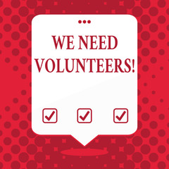 Handwriting text We Need Volunteers. Conceptual photo someone who does work without being paid for it Blank Space White Speech Balloon Floating with Three Punched Holes on Top
