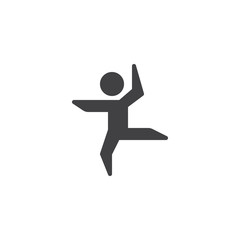 Fototapeta na wymiar Ballet dancer dancing vector icon. filled flat sign for mobile concept and web design. Ballerina glyph icon. Symbol, logo illustration. Pixel perfect vector graphics