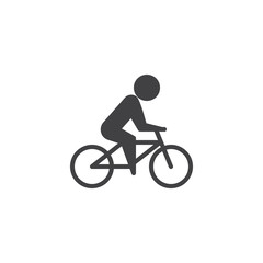 Bike with cyclist vector icon. filled flat sign for mobile concept and web design. Man riding bike glyph icon. Summer sports symbol, logo illustration. Pixel perfect vector graphics
