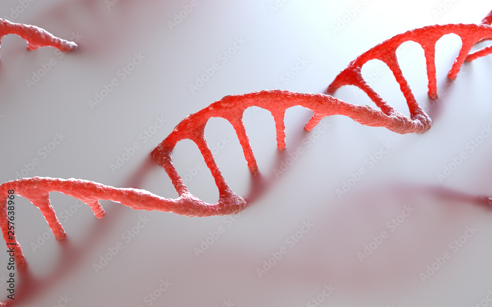 Poster dna molecules, structure of the genetic code, 3d rendering,conceptual image.