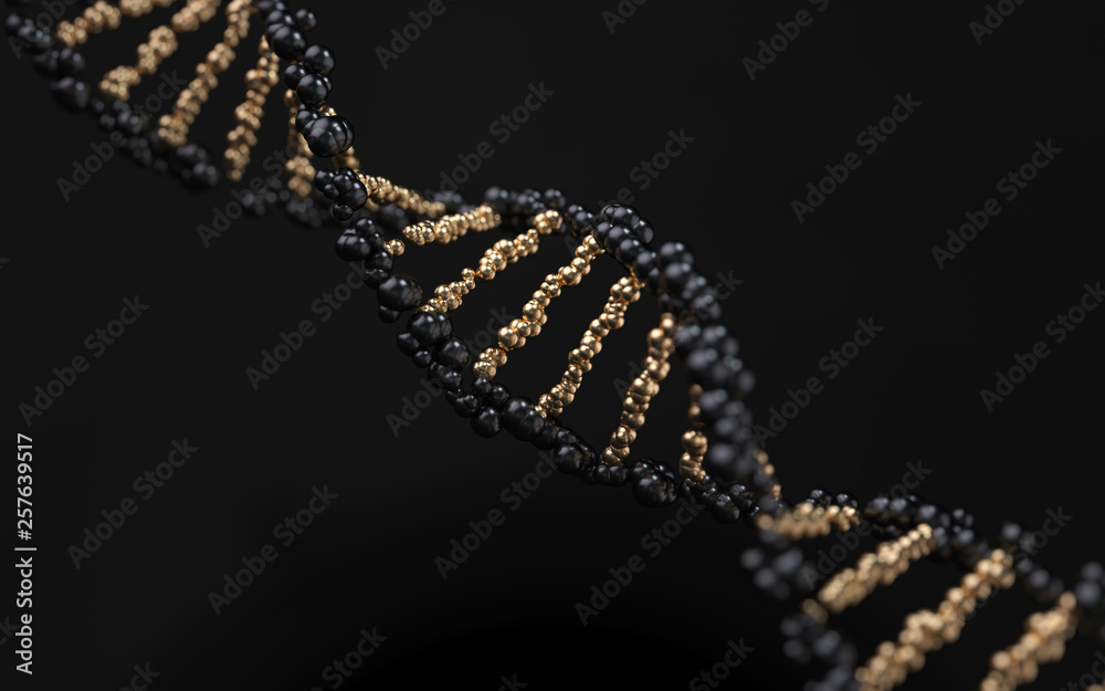 Poster dna molecules, structure of the genetic code, 3d rendering,conceptual image.