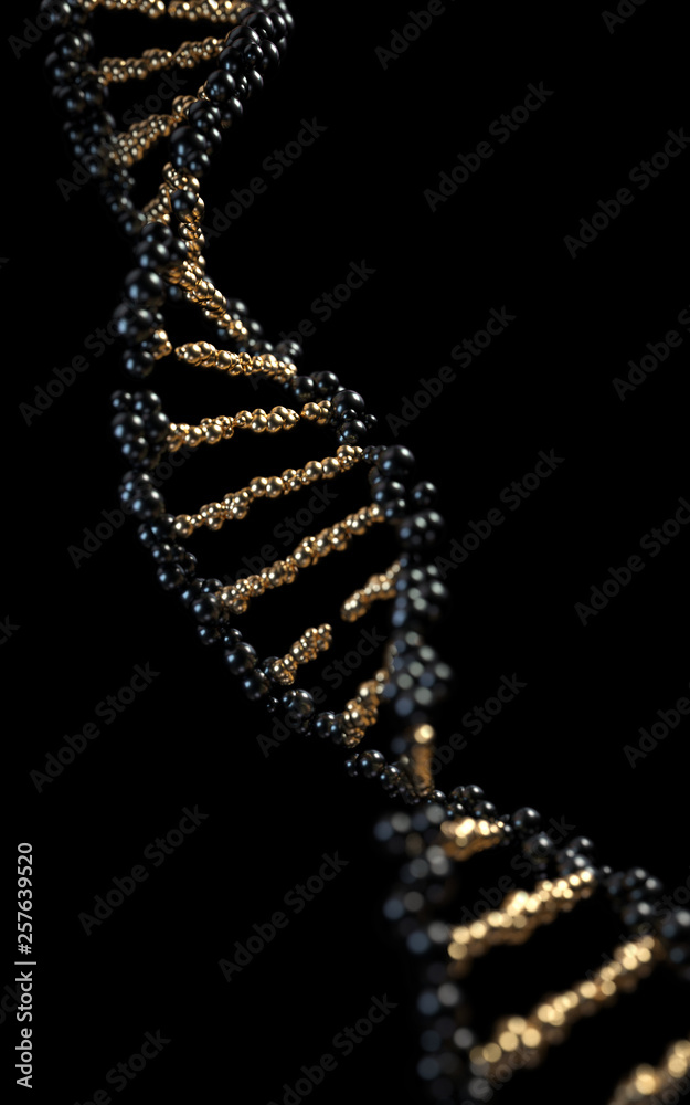 Poster dna molecules, structure of the genetic code, 3d rendering,conceptual image.