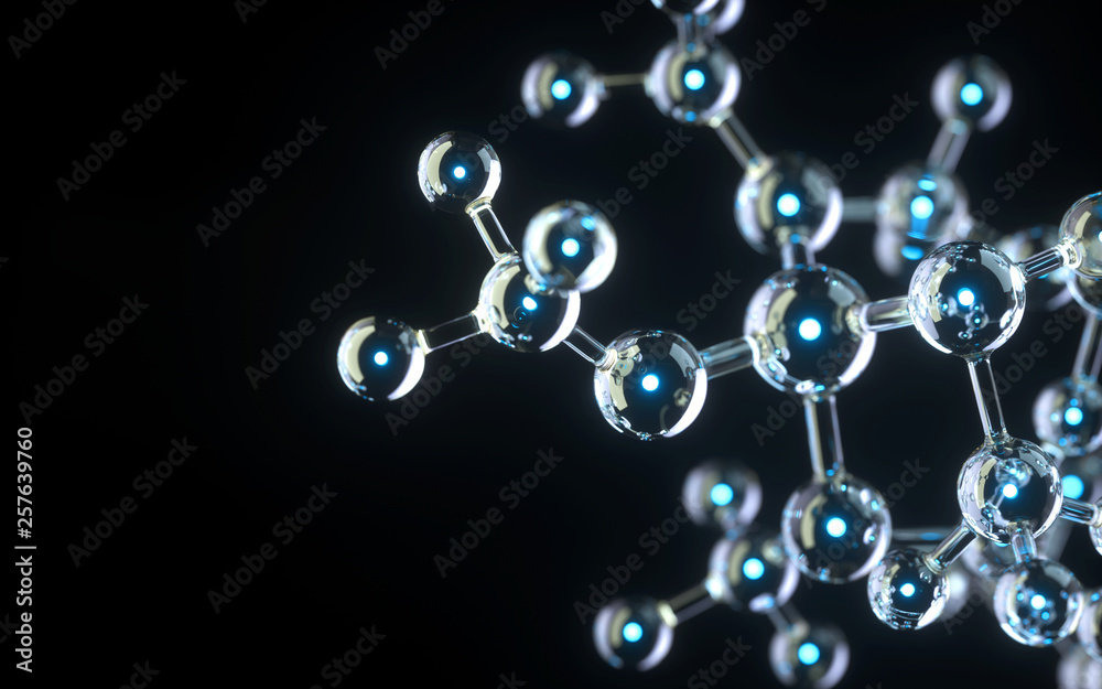 Sticker molecule model. science concept. 3d rendering,conceptual image.