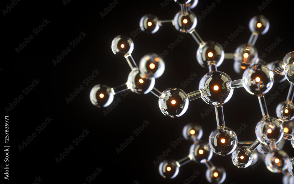 Poster molecule model. science concept. 3d rendering,conceptual image.