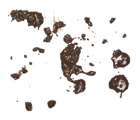 Mud splatter isolated on white background, with clipping path