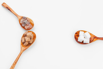 Various kinds of sugar in spoon
