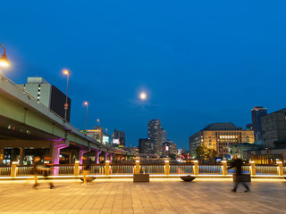 Obraz premium 大阪 中之島ガーデンブリッジから見る中之島の夜景
