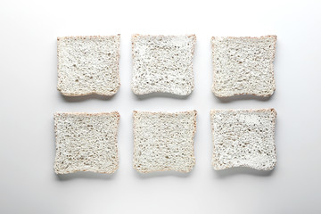 Bread slices on white background