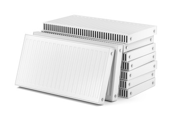 Heating radiators on white background