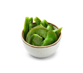 Tasty dried avocado on white background