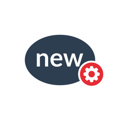 New icon with settings sign. New icon and customize, setup, manage, process symbol