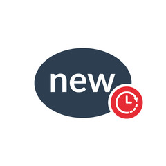New icon with clock sign. New icon and countdown, deadline, schedule, planning symbol