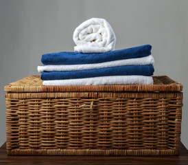 Stacked Rolled Bath Towels