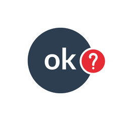 Ok icon with question mark. Ok icon and help, how to, info, query symbol