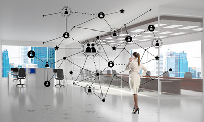 Obraz premium Networking and social communication concept as effective point for modern business