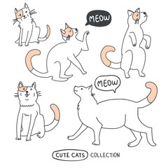 Cute funny cats vector set