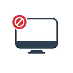 Desktop icon with not allowed sign. Desktop icon and block, forbidden, prohibit symbol