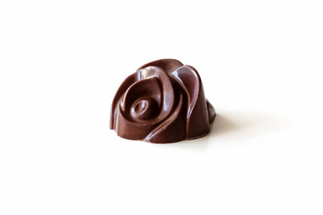 Isolated chocolate handmade candy shape of flower.