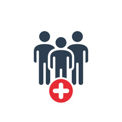 Group icon with add sign. Group icon and new, plus, positive symbol