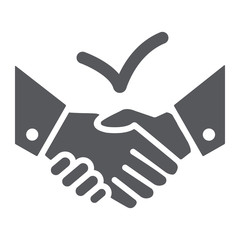 Deal glyph icon, agreement and partnership, handshake sign, vector graphics, a solid pattern on a white background.