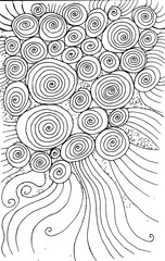 Doodle background with circles and spirals. Hand drawn texture design. Ink abstract drawing. Vector artwork