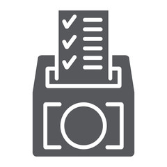 Poll glyph icon, vote and container, ballot box sign, vector graphics, a solid pattern on a white background.