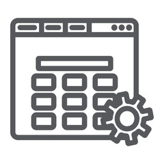 Website setup line icon, setting and service, gear and browser sign, vector graphics, a linear pattern on a white background.