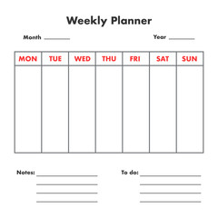 Weekly planner list