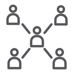 People connecting line icon, communication and community, society sign, vector graphics, a linear pattern on a white background.