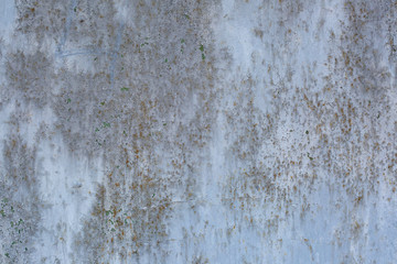 Textured background painted blue color of an old metal surface with traces of rust.