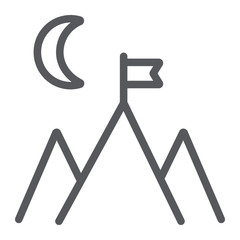 Goal achievement line icon, motivation and success, mountain and flag sign, vector graphics, a linear pattern on a white background.