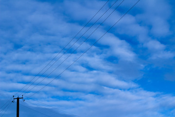 Fototapeta premium Blue sky background with tiny clouds.