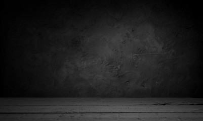 Old wood table top with smoke in the dark background.