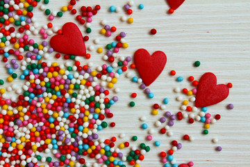 multi-colored sprinkles for sweets colored sweet balls and hearts