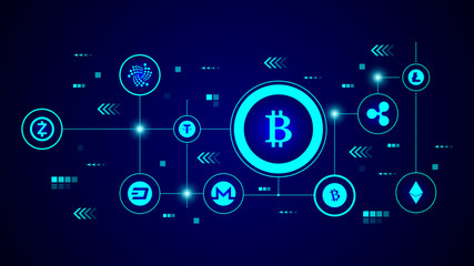 Fototapeta premium bitcoin icon. From Crepto currency set
