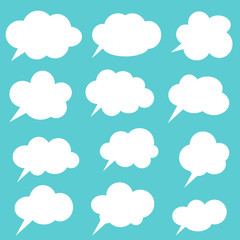 Thinking cloud, Dialog box icon, chat cartoon bubbles. Blank empty white speech bubbles
