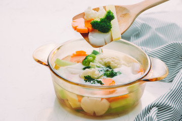 soup vegetables with selective focus