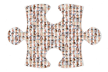 Internationales Business Team als Puzzle und Lösung