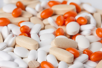 Different pills background, close up