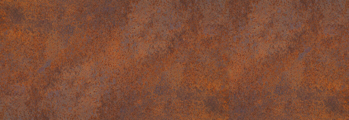 Panoramic grunge rusted metal texture, rust and oxidized metal background. Old metal iron panel. - obrazy, fototapety, plakaty