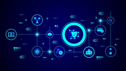 Fototapeta premium blockchain shield icon. From crypto set