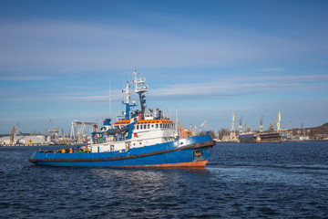 Naklejka premium Wharf in the port in Gdynia, Pomorskie, Poland