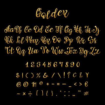 Gold Vector Font Script.