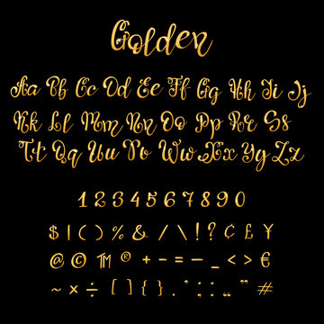 gold vector font script.