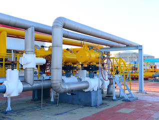 Oil pipe, oil field equipment at work