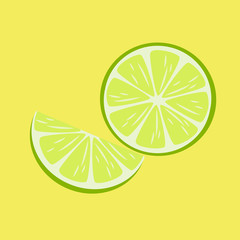 Печать Lime on green background background, flat design, logo, icon