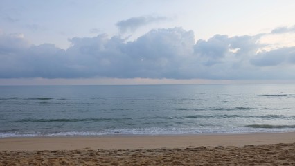 Orange sky and sunset, Blue sky and sea with cloud.