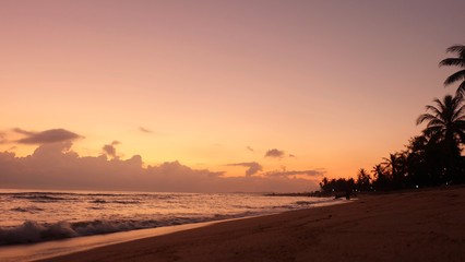 Orange sky and sunset, Blue sky and sea with cloud.