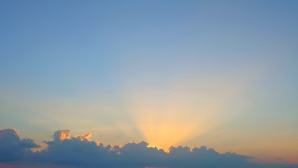 Orange sky and sunset, Blue sky and sea with cloud.