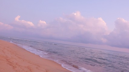 Orange sky and sunset, Blue sky and sea with cloud.